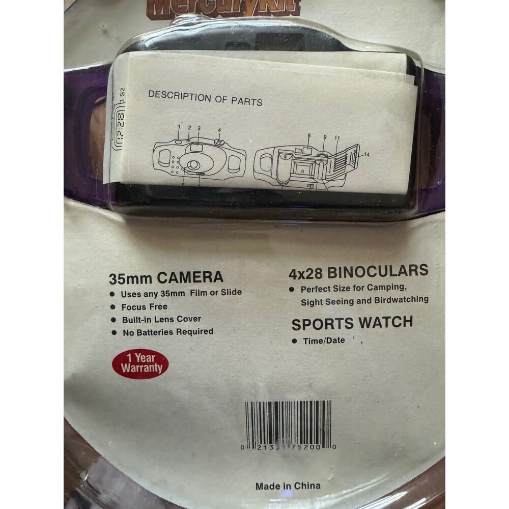 Mercury Kit Sakar 2000 35 mm Camera Binoculars Watch NOS NIB - Picture 3 of 4